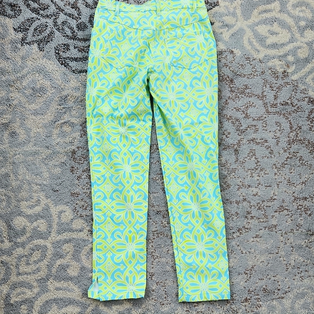 Truth By Republic Patterned Pants Lime Green Blue… - image 8
